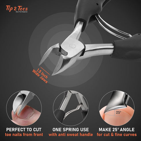 TIP2TOES 10 Pcs Ingrown Toenail Clippers for Seniors, Heavy Duty Stainless Steel Toe Nail Cutter