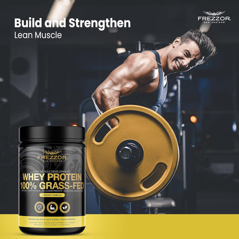 FREZZOR 100% Grass-Fed Whey Protein Powder - Vanilla Flavor with 21g Protein, Keto Friendly, 600 Grams