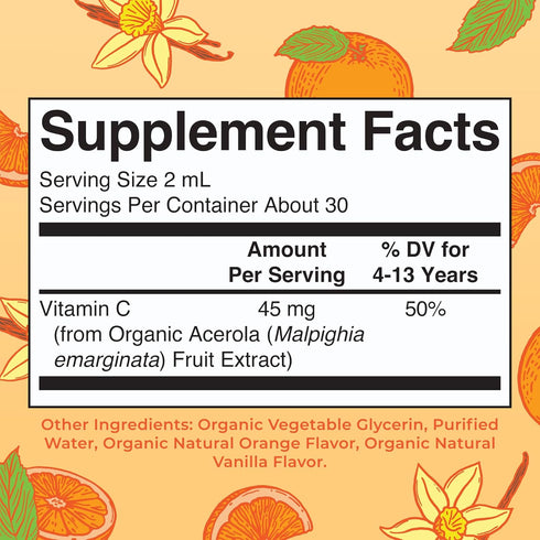 MaryRuth Organics USDA Kids Vitamin C Drops, Vegan Immune Support Supplement for Ages 4-13, 2oz