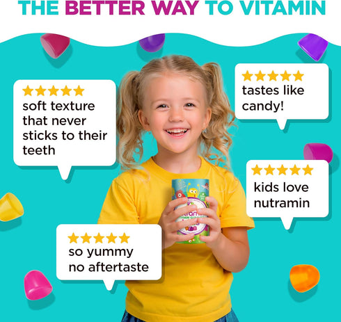 Nutracelle NUTRAMIN Sugar-Free Vegan Gummy Multivitamins for Kids, 90 Count Bottle