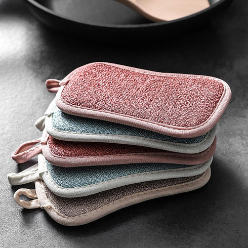 WEBGGER 4 Pack (4) Kitchen Scrub Sponge Dual Action Washing Up Cleaner Heavy Duty Scouring Pads Household Cleaning Wash