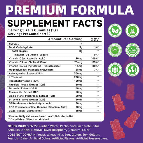 Gummies Gummies 60 Count Cortisol Supplement for Women Sugar Free Cortisol with Ashwagandha, Magnesium, L-Theanine