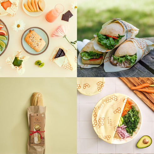 Bee's Wrap Reusable Beeswax Wraps for Food - Honeycomb Bread Wrap, Eco-Friendly Storage Bags
