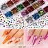 Teenitor 12 Sheets Nail Art Sticker, 3D Self-Adhesive Decoration with 5 Boxes Holographic Glitter Flakes and Nail Art