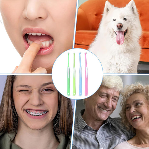4 Pieces Tuft Toothbrush, Tufted End Tapered Trim Toothbrush for Orthodontic Braces, Compact Interdental Cleaning