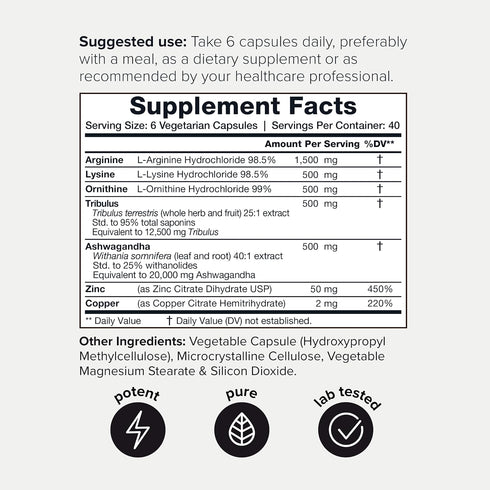 HGH Supplements for Men & Women (240 Count) 3,550mg+ Support Muscle Growth & Healthy Levels of Human Growth Hormone for Men, with High-Purity Arginine, Ornithine, Lysine, Tribulus, and Ashwagandha TQ