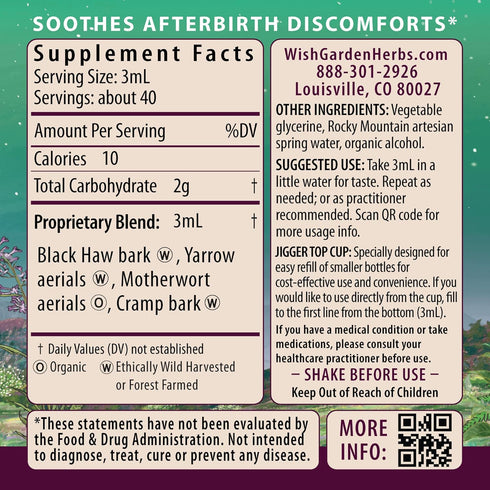 WishGarden Herbs AfterEase - All-Natural Herbal Supplement for After Birth Contractions, 4oz