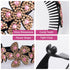 ISKYBOB 2 Pieces Rhinestone Flower Ponytail Holder Twist Bun Shaper Hair Grips Claw, Wine Red + Multicolored