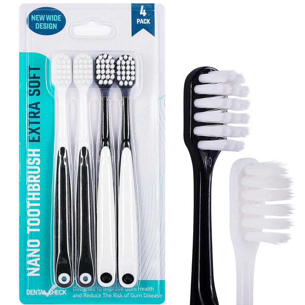 Extra Soft Toothbrush, Nano Toothbrush for Sensitive Gums, 4 Pack for Adults