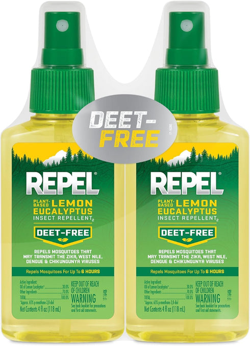 Repel Plant-Based Lemon Eucalyptus Insect Repellent Pump Spray, 4 Ounce (Pack of 2)