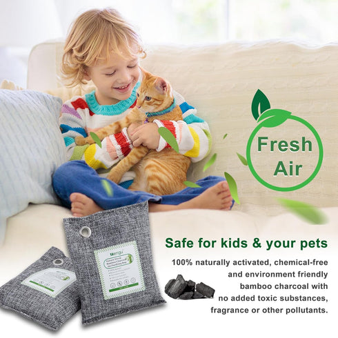 12 x 100g Activated Charcoal Odor Absorber | Nature Fresh Bamboo Charcoal Air Purifying Bag for Home, Closet, Car