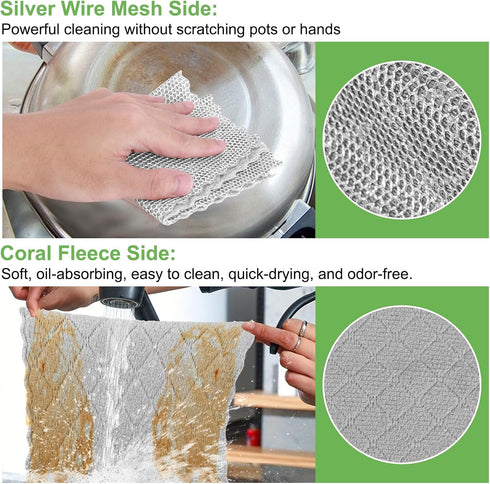 Double-Sided Microfiber Cleaning Cloths - 8-Pack Gray, Non-Scratch Dishcloth & Rags for Kitchen, Car, Housekeeping