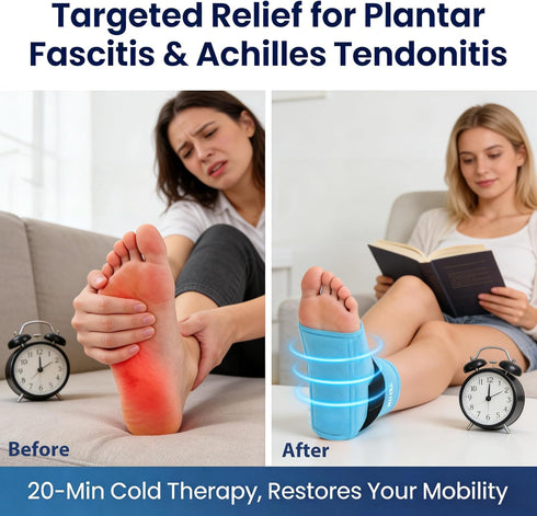Pack REVIX Ankle Ice Wrap for Plantar Fasciitis & Foot Pain Relief, Reusable Gel Cold Compress Wrap for Feet Swelling