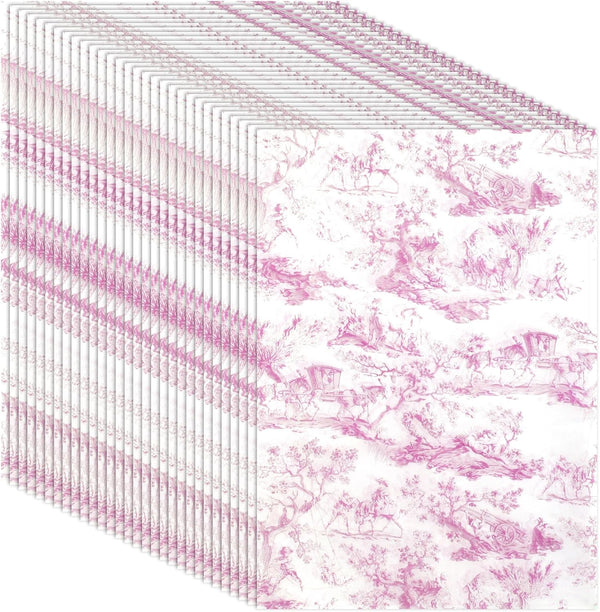 30 Sheets Pink Tissue Paper, 20x14 Inch Decorative Retro Print for Weddings, Birthday, Baby Shower Crafts