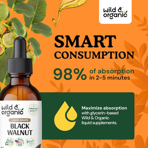 Black Walnut Tincture - 2 oz Cleanse Detox with Organic Black Walnut Hull Extract for Digestive Health