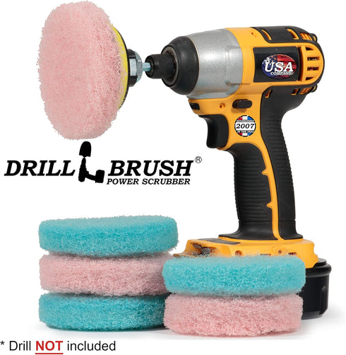 Drill Brush Cleaning Supplies - Bathroom Accessories, Scrub Pads for Shower, Bathtub, and Hard Water Stains