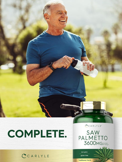 Carlyle Saw Palmetto Extract, 3600mg, 250 Capsules, Non-GMO Gluten Free Formula from Saw Palmetto Berries