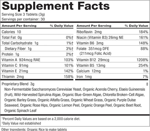 Dr. Schulze's Superfood 100 - Vitamin & Mineral Herbal Concentrate, Daily Nutrition & Increased Energy, 90 Tabs