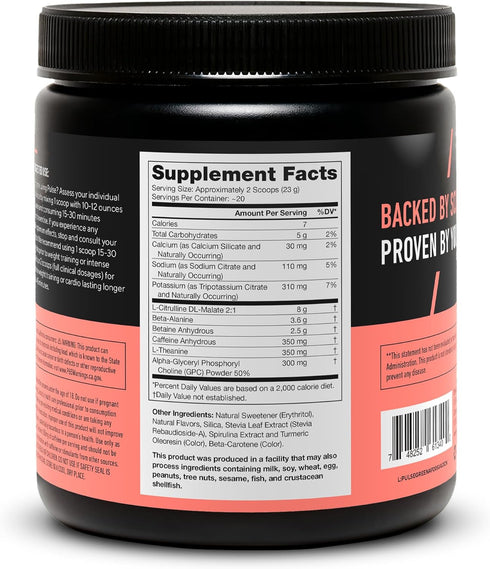 LEGION All Natural Nitric Oxide Preworkout Drink - Boost Energy, Creatine Free, Naturally Sweetened, Beta Alanine,