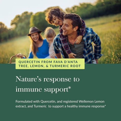 Immune 50 (50 Gaia Herbs Quercetin Synergy - Supports Health* - Wellemon Lemon Fruit Extract - Vegan Capsules Servings)