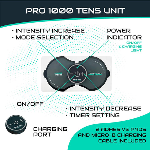 Pro 1000 Wireless Tens Unit for Pain Relief, Mini Tens Massager, Portable Electric Muscle Stimulator