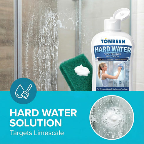 TONBEEN 800 1200 500ml, 16.9fl oz Hard Water Stain Remover Paste with Polishing Pads Calcium & Limescale Cleaner