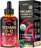 USDA Organic Vitamin B12 Sublingual Drops - 5000 mcg Liquid Vegan Methylcobalamin for Energy Boost, Focus & Mood