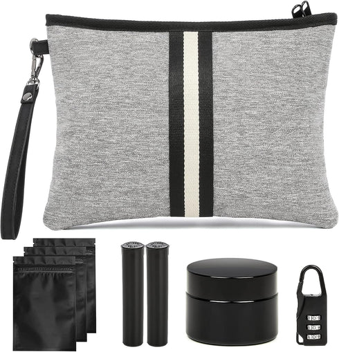 HOMEAL Smell Proof Bag Kit - Smell Proof Pouch with Lock, Stash Box, Odor Proof Containers for Travel and Home (Grey)