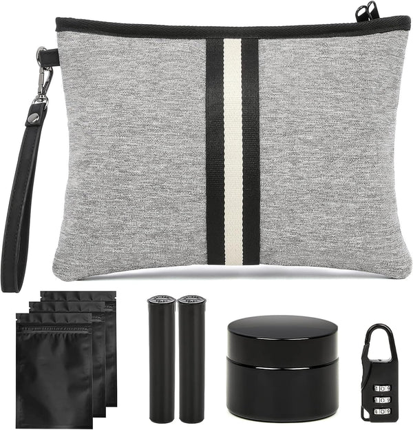 HOMEAL Smell Proof Bag Kit - Smell Proof Pouch with Lock, Stash Box, Odor Proof Containers for Travel and Home (Grey)