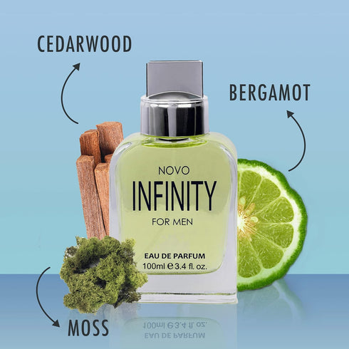 Novo Infinity for Men - 3.4 Fluid Ounce Eau De Parfum Spray - Citrusy & Floral Notes