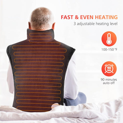 COMFIER Large Heating Pad for Back - FSA HSA Eligible, Neck and Shoulder Heat Wrap, Auto Shut Off, Black