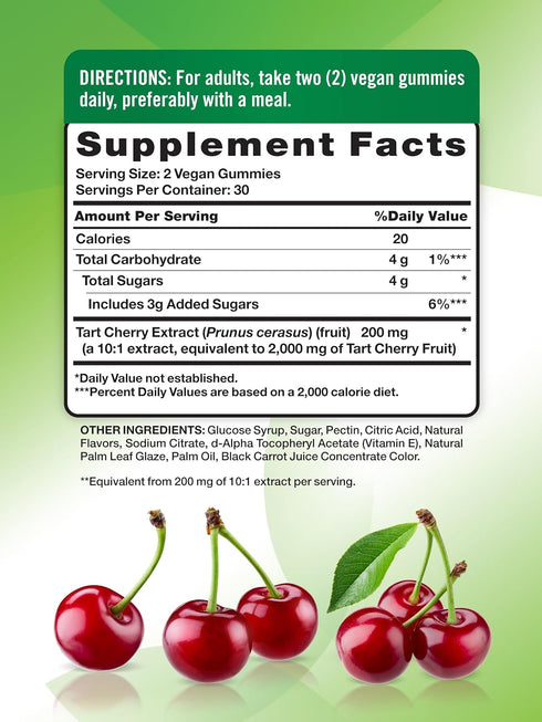 Gummies 60 Count Nature's Truth Tart Cherry | | Vegan, Non-GMO & Gluten Free Supplement | Cherry Flavor