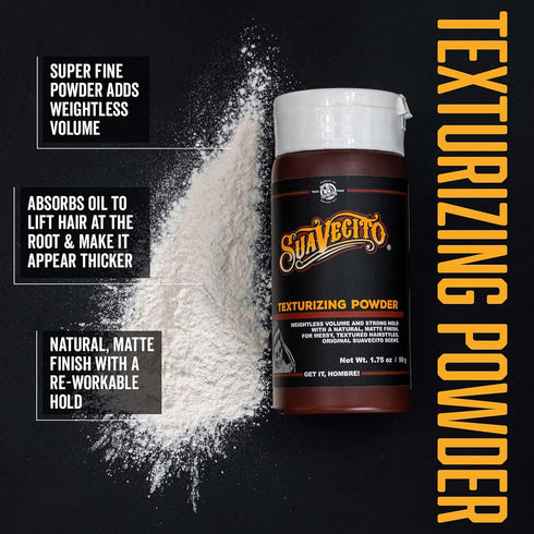 Suavecito Texturizing & Volumizing Hair Styling Powder - 1.75 oz, Strong Hold, Shine Free Matte Finish