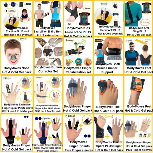 BodyMoves Finger Brace Splint Sleeve, Thumb Support Protector Cushion, Aqua Blue, Elastic Breathable Stabilizers