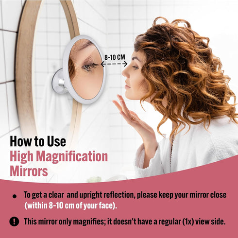 MIRRORVANA 10X Magnifying Mirror for Makeup, Suction Cup Cosmetic Mirror for Vanity and Travel - 6.7 x 6.7 Inch