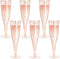 Disposable Champagne Flutes - 6PC Rose Gold Glitter Plastic Glasses for Parties, 6.5 OZ Capacity