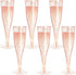 Disposable Champagne Flutes - 6PC Rose Gold Glitter Plastic Glasses for Parties, 6.5 OZ Capacity