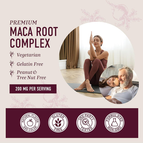 Maca Root Gummies, Natural Peach Flavor, Drive, Performance & Energy Support, 200MG Extra Strength, 60 Gummies