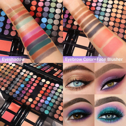 Women Makeup Sets Full Kits - 190 Colors Cosmetic Make Up Gifts with Eyeshadow, Blusher, Eyebrow Powder, and Mirror