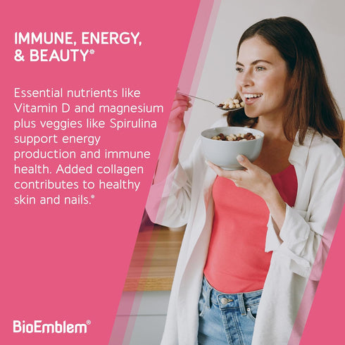 Immunity, B12, B6, D3, 90 BioEmblem Women's Multivitamin - Complete Daily Multi for Energy, Hair, Skin with Vitamin A