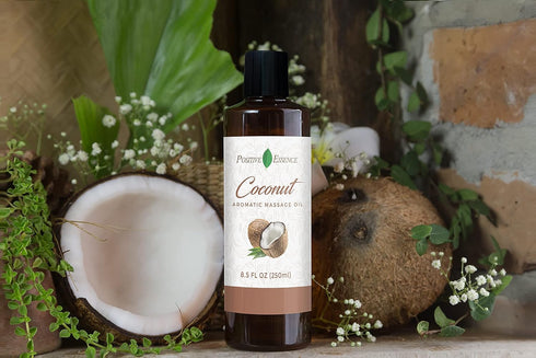 Relaxing Coconut Massage Oil, Made with Jojoba Oil, Sweet Almond Oil, Vitamin E and Extra Virgin Coconut Oil, Relaxing