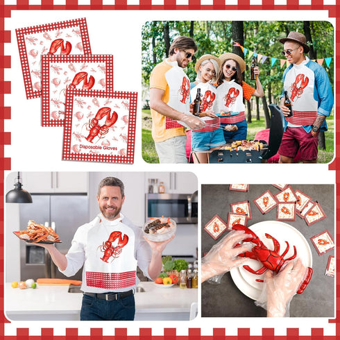 Set Crawfish Boil Party with Table Cover, Gloves & Bibs