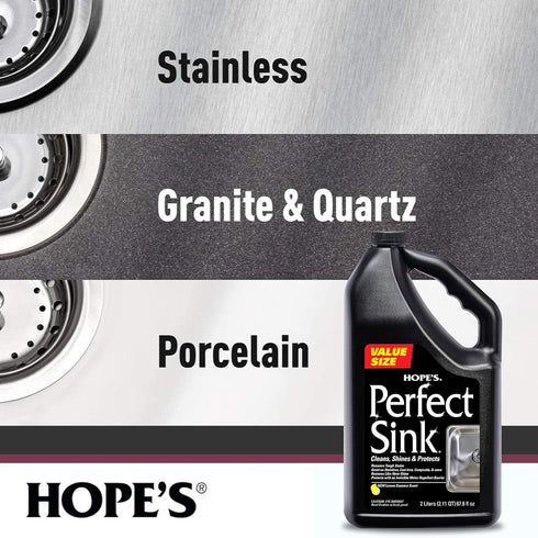 HOPE'S Perfect Sink Cleaner and Polish, Restorative, Water-Repellant, Removes Stains, Ideal for Brushed Stainless