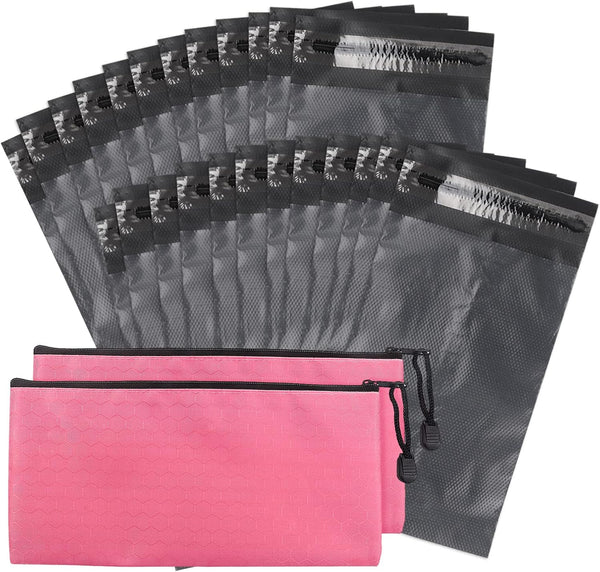 Sanitary Napkin Disposal Bags, 200pcs Grey Opaque Bags and 2pcs Pink Storage Bags for Feminine Personal Disposal