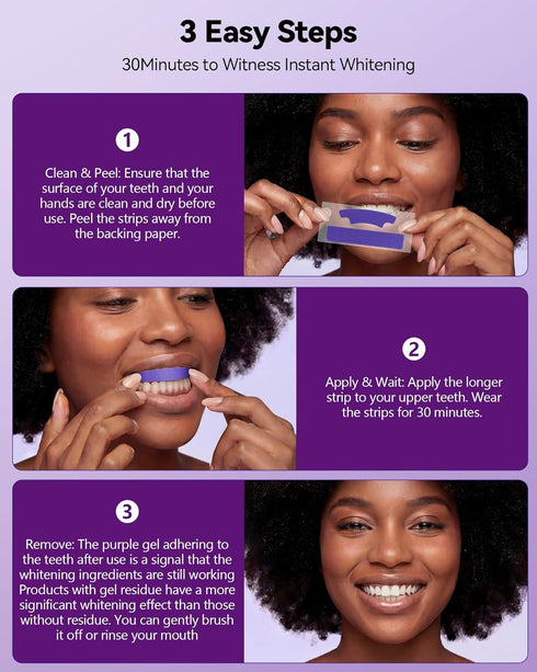 UPWIOY 14 Teeth Whitening Strips, Treatments Purple Whitening Strips, Pap Formula Teeth Whitening Kit for Deep Stains