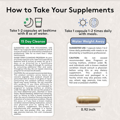 Reset 15 90 Youth & Tonic Water & Waste Water Weight Away & Day Cleanse Pills for Digestive Cleanse, Fluid Retention