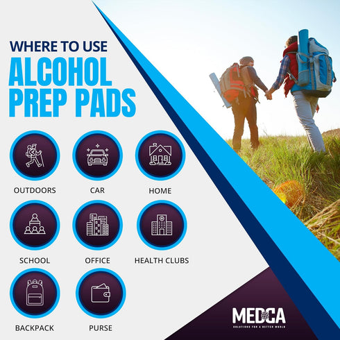MEDca Alcohol Prep Pads - Sterile Medium 2-Ply Pack of 200