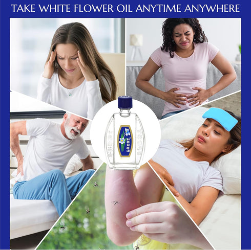White Flower Analgesic Balm Oil Combo (20ml+10ml+2.5ml) for Muscle Joints Pain Relief, Eucalyptus Lavender Peppermint