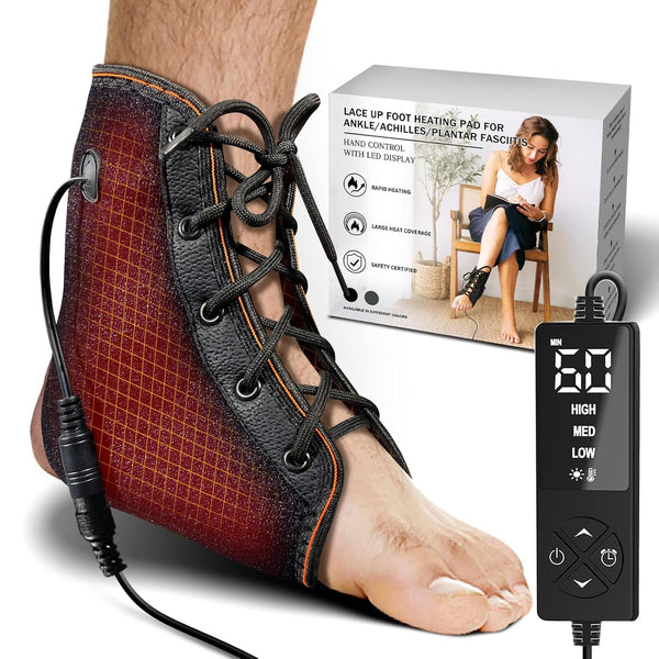 sticro Ankle Heating Pad with Lace-up Design for Sprained Ankle & Achilles Tendonitis Recovery, Auto-Off Heating Pad