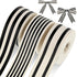 3 Rolls 1 Inch x 18 Yards Christmas Black White Stripe Ribbon, Natural Cotton for Gift Wrapping, Home Christmas Decor